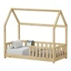 Bambie children&#039;s bed with railing Montessori type pakoworld pine wood in natural shade 70x140cm