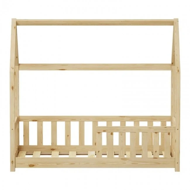Bambie children&#039;s bed with railing Montessori type pakoworld pine wood in natural shade 70x140cm