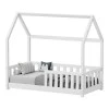Bambie children&#039;s bed with railing Montessori type pakoworld pine wood in white shade 70x140cm