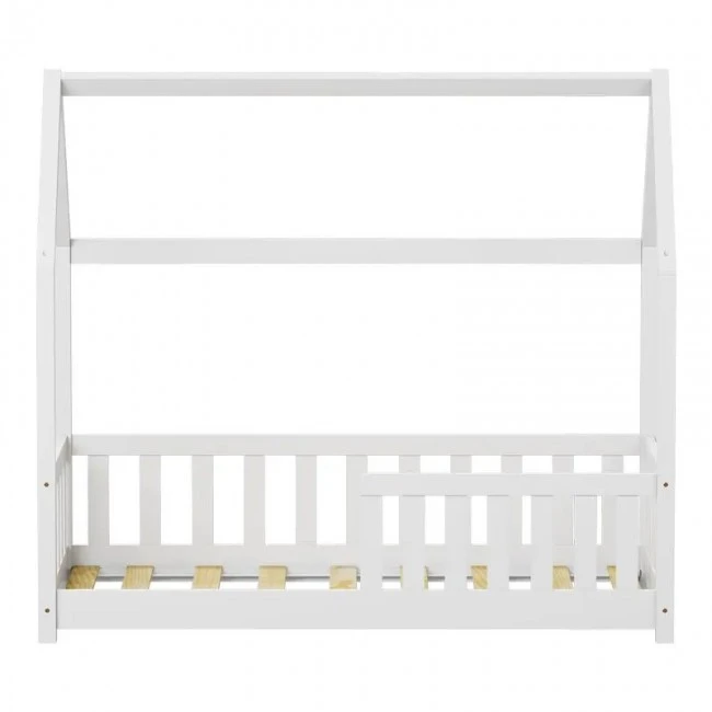 Bambie children&#039;s bed with railing Montessori type pakoworld pine wood in white shade 70x140cm