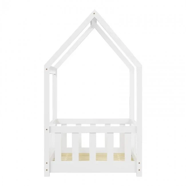 Bambie children&#039;s bed with railing Montessori type pakoworld pine wood in white shade 70x140cm