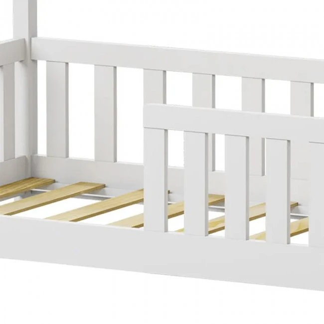 Bambie children&#039;s bed with railing Montessori type pakoworld pine wood in white shade 70x140cm