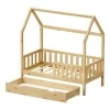 Montessori-style Bendina children&#039;s bed with drawer pakoworld pine wood in natural shade 70x140cm