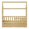 Montessori-style Bendina children&#039;s bed with drawer pakoworld pine wood in natural shade 70x140cm