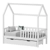 Montessori-style Bendina children&#039;s bed with drawer pakoworld pine wood in white shade 70x140cm