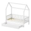 Montessori-style Bendina children&#039;s bed with drawer pakoworld pine wood in white shade 70x140cm