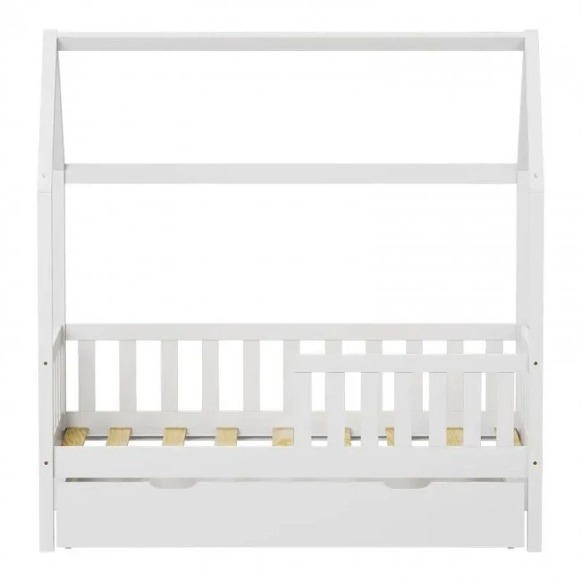 Montessori-style Bendina children&#039;s bed with drawer pakoworld pine wood in white shade 70x140cm