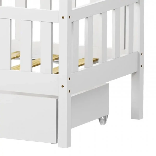 Montessori-style Bendina children&#039;s bed with drawer pakoworld pine wood in white shade 70x140cm