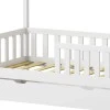 Montessori-style Bendina children&#039;s bed with drawer pakoworld pine wood in white shade 70x140cm