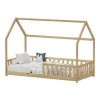 Montessori-style Callan children&#039;s bed with rails pakoworld pine wood in natural color 90x190cm