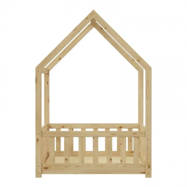 Montessori-style Callan children&#039;s bed with rails pakoworld pine wood in natural color 90x190cm