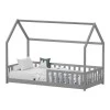 Montessori-style Callan children&#039;s bed with rails pakoworld pine wood in grey color 90x190cm
