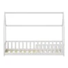 Montessori-style Callan children&#039;s bed with rails pakoworld pine wood in white color 90x190cm