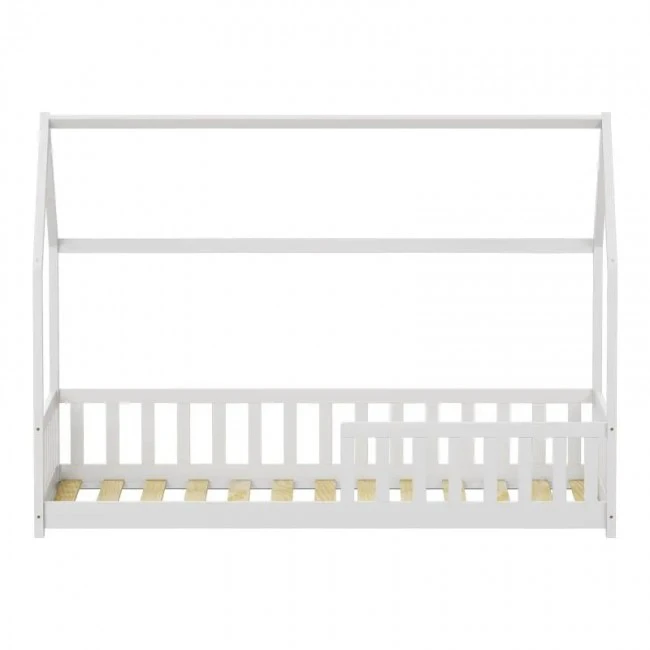 Montessori-style Callan children&#039;s bed with rails pakoworld pine wood in white color 90x190cm