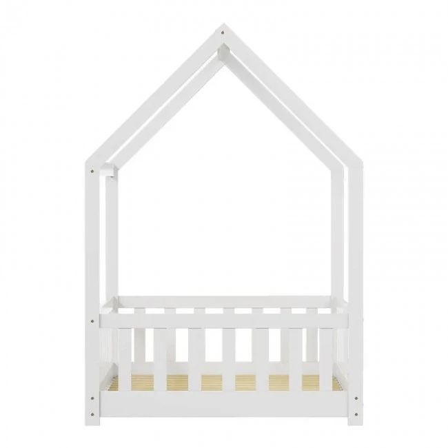 Montessori-style Callan children&#039;s bed with rails pakoworld pine wood in white color 90x190cm