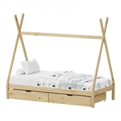 Lalitto children&#039;s bed with Montessori-style storage pakoworld pine wood in a natural shade 90x190cm