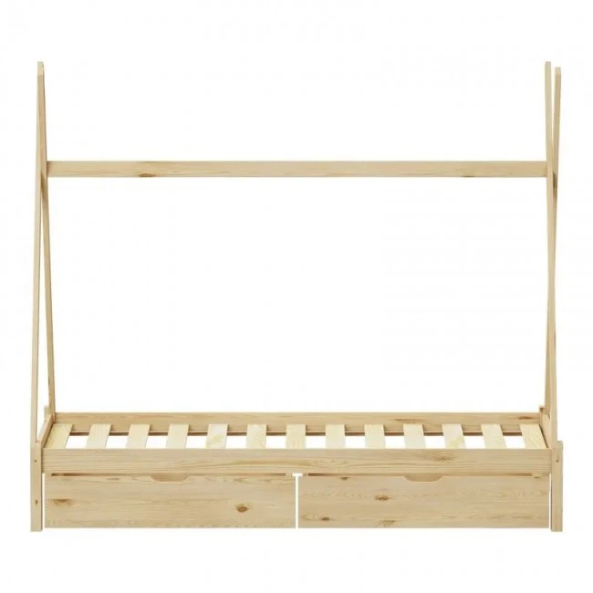 Lalitto children&#039;s bed with Montessori-style storage pakoworld pine wood in a natural shade 90x190cm