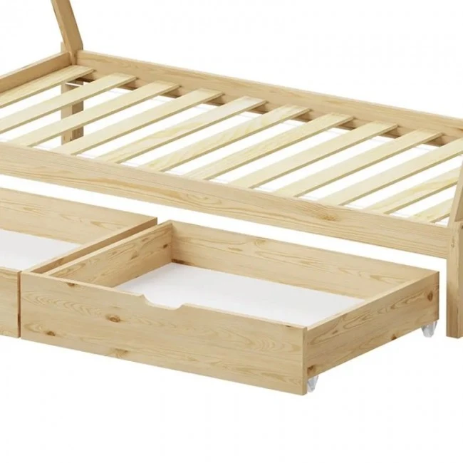 Lalitto children&#039;s bed with Montessori-style storage pakoworld pine wood in a natural shade 90x190cm