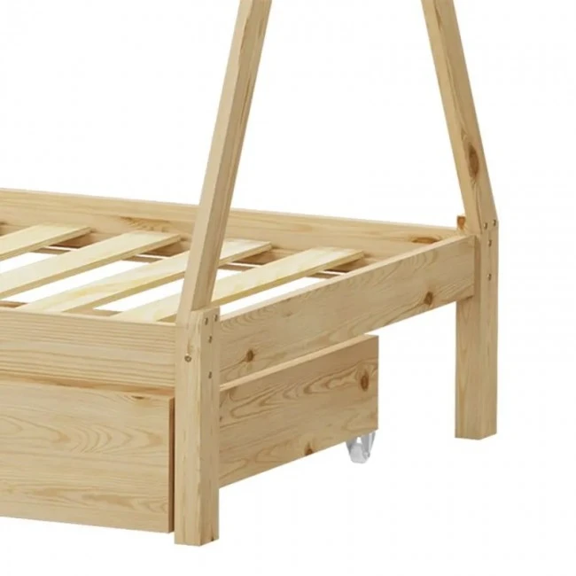 Lalitto children&#039;s bed with Montessori-style storage pakoworld pine wood in a natural shade 90x190cm