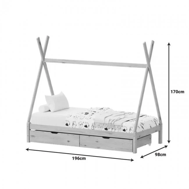 Lalitto children&#039;s bed with Montessori-style storage pakoworld pine wood in a natural shade 90x190cm