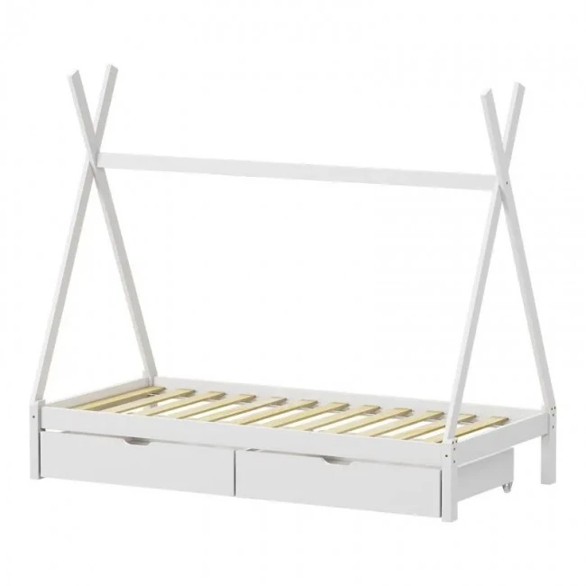 Lalitto children&#039;s bed with Montessori-style storage pakoworld pine wood in white shade 90x190cm