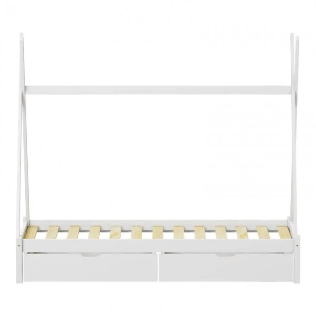 Lalitto children&#039;s bed with Montessori-style storage pakoworld pine wood in white shade 90x190cm