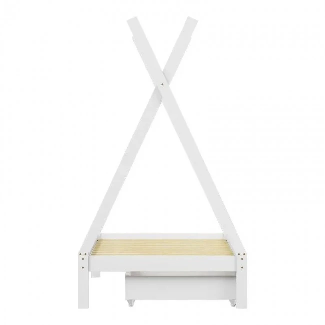 Lalitto children&#039;s bed with Montessori-style storage pakoworld pine wood in white shade 90x190cm