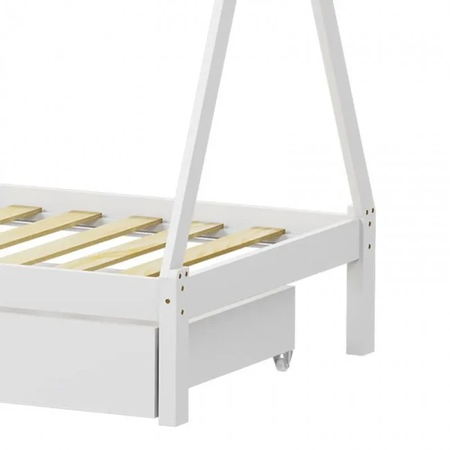 Lalitto children&#039;s bed with Montessori-style storage pakoworld pine wood in white shade 90x190cm