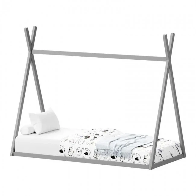 Montessori style Lilly children&#039;s bed pakoworld grey shade pine wood 90x190cm