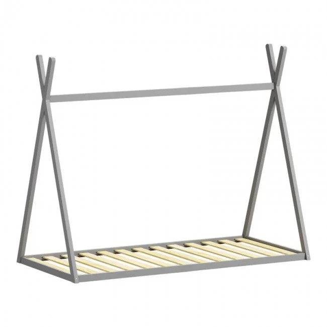 Montessori style Lilly children&#039;s bed pakoworld grey shade pine wood 90x190cm