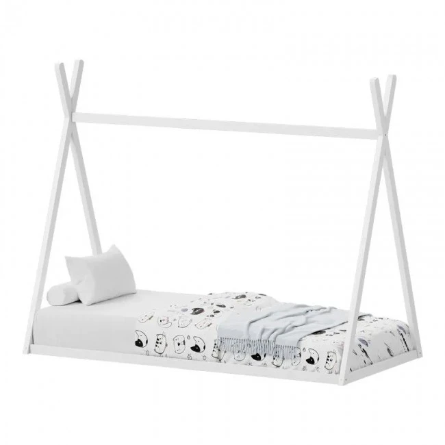 Montessori style Lilly children&#039;s bed pakoworld white shade pine wood 90x190cm