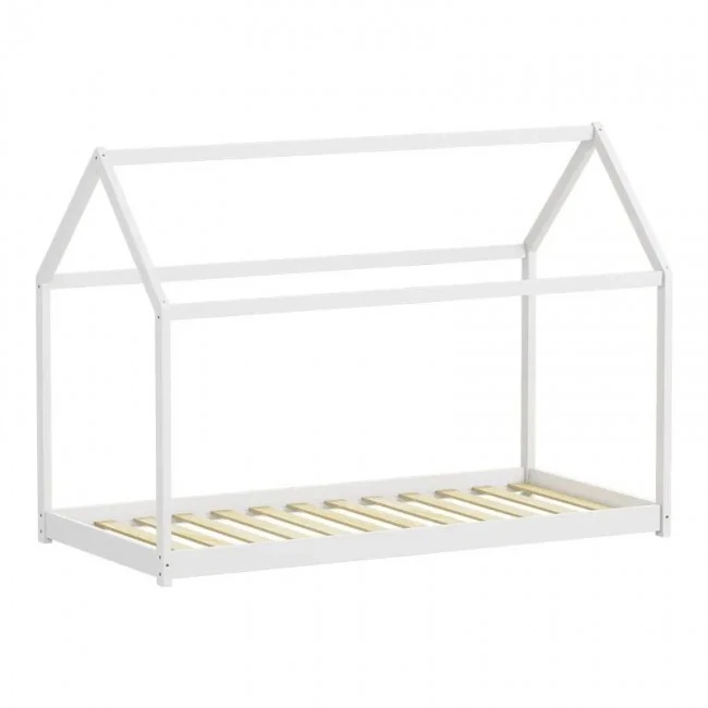 Παιδικό κρεβάτι Nino τ. Montessori pakoworld ξύλο πεύκου σε λευκή απόχρωση 90x190εκ