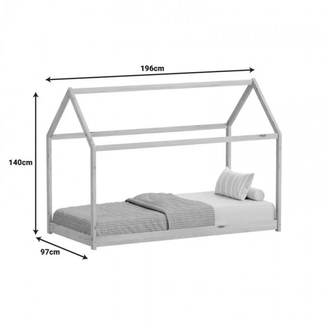 Παιδικό κρεβάτι Nino τ. Montessori pakoworld ξύλο πεύκου σε λευκή απόχρωση 90x190εκ