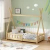 Noam children&#039;s bed with Montessori type railings pakoworld pine wood in natural color 70x140cm