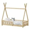 Noam children&#039;s bed with Montessori type railings pakoworld pine wood in natural color 70x140cm