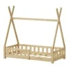 Noam children&#039;s bed with Montessori type railings pakoworld pine wood in natural color 70x140cm