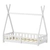 Noam children&#039;s bed with Montessori type railings pakoworld pine wood in white color 70x140cm
