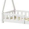 Noam children&#039;s bed with Montessori type railings pakoworld pine wood in white color 70x140cm