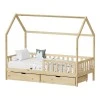 Montessori style Piccolo children&#039;s bed with 2 drawers pakoworld natural shade pine wood 90x190cm