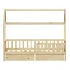 Montessori style Piccolo children&#039;s bed with 2 drawers pakoworld natural shade pine wood 90x190cm