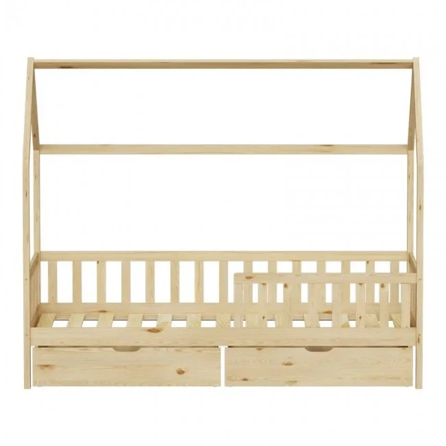 Montessori style Piccolo children&#039;s bed with 2 drawers pakoworld natural shade pine wood 90x190cm