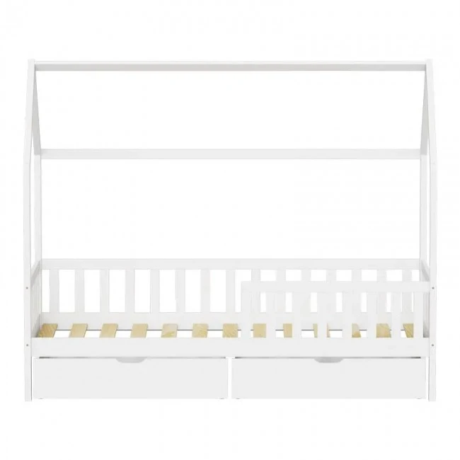 Montessori style Piccolo children&#039;s bed with storage space pakoworld white shade pine wood 90x190cm