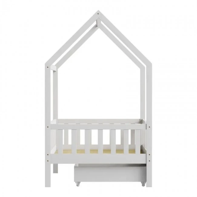 Montessori style Piccolo children&#039;s bed with storage space pakoworld white shade pine wood 90x190cm