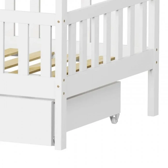 Montessori style Piccolo children&#039;s bed with storage space pakoworld white shade pine wood 90x190cm