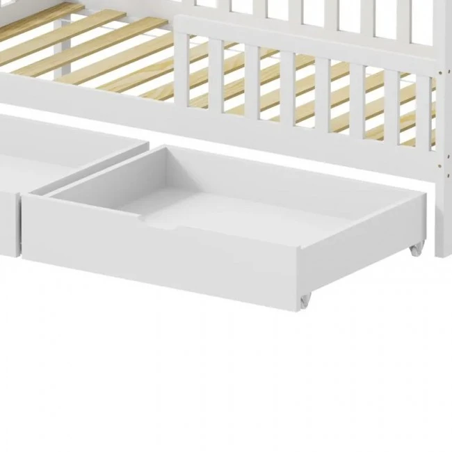 Montessori style Piccolo children&#039;s bed with storage space pakoworld white shade pine wood 90x190cm