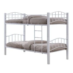 PALOMA Double Deck Bed 90x200 Metal White/Wood White
