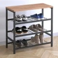 Dalia Megapap metallic - melamine shoe rack of 9 pairs in black - pine oak color 65x30x67cm.