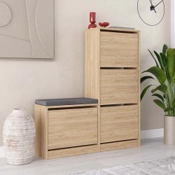 Παπουτσοθήκη Dude Megapap χρώμα φυσικό οξιάς 104,8x26x118,5εκ.