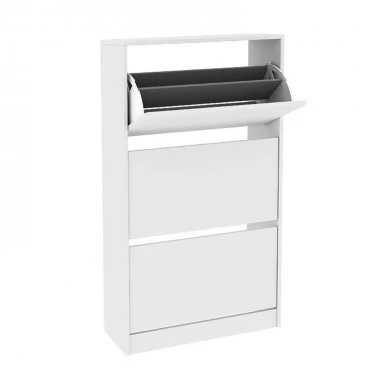 Flat Duo Megapap shoe rack of 18 pairs in wihite color 73x26x119cm.