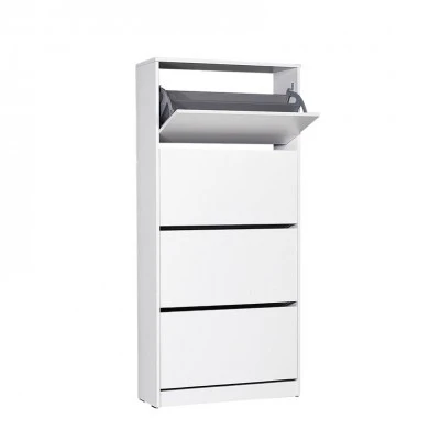 Flat Duo Megapap shoe rack of 24 pairs in white color 73x26x157cm.